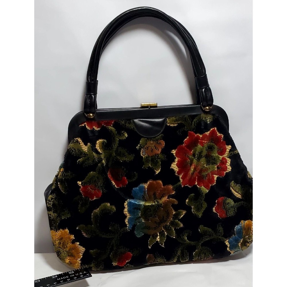 Tapestry Purse Unmarked Floral Design - Picture 13 of 16